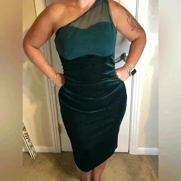 Grace Karin Women Mesh Patchwork Party Dress  Slim High Waist green Party Dress - Picture 6 of 6